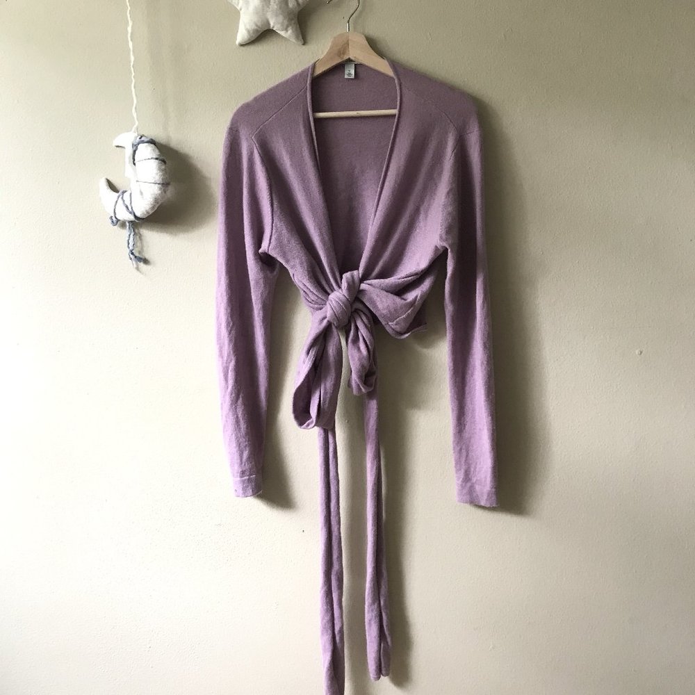 Autumn Cashmere crop ballet wrap in lilac 100% cashmere ballerina